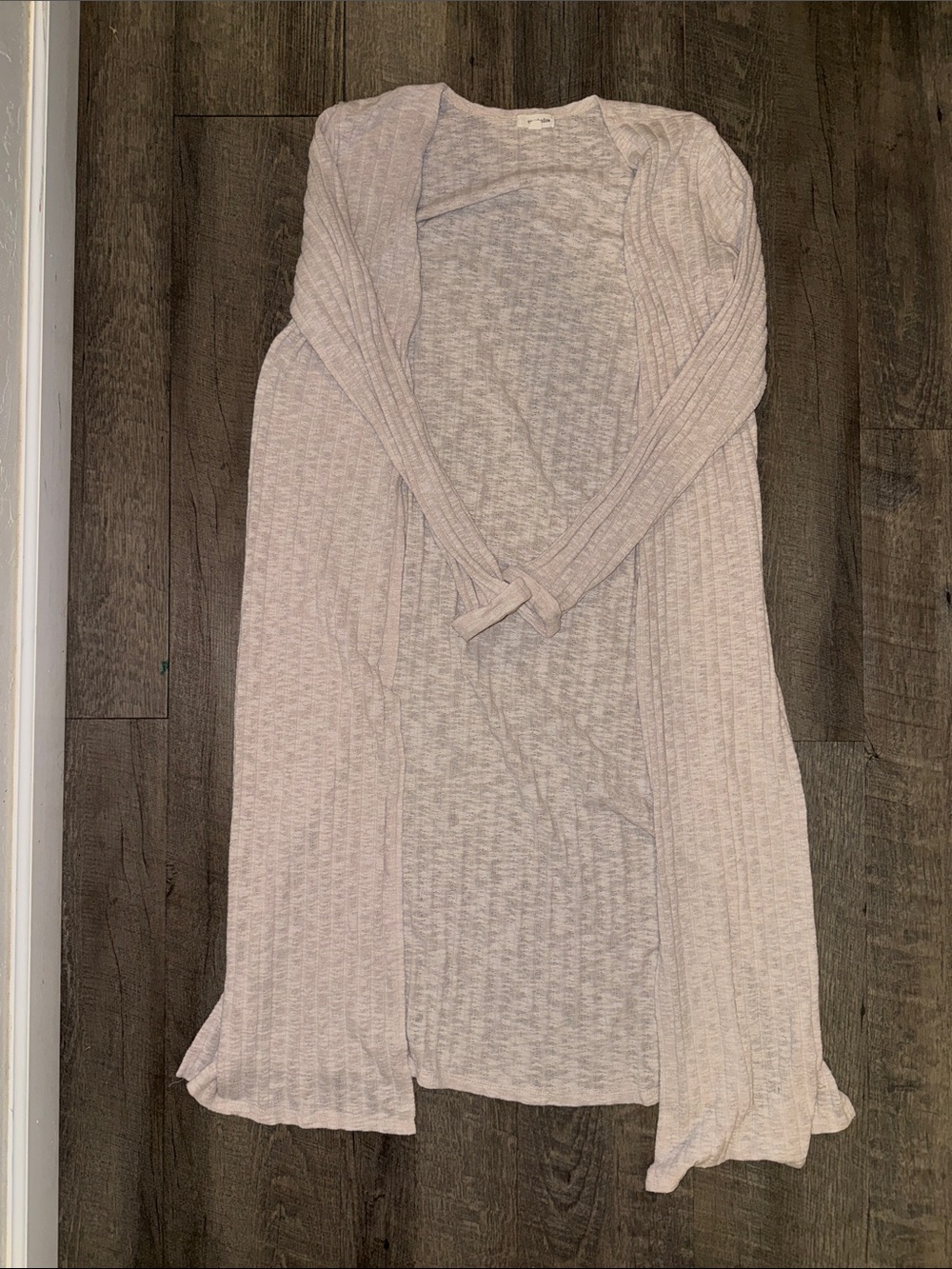 Eyeshadow Cream Ribbed Open-Front Cardigan